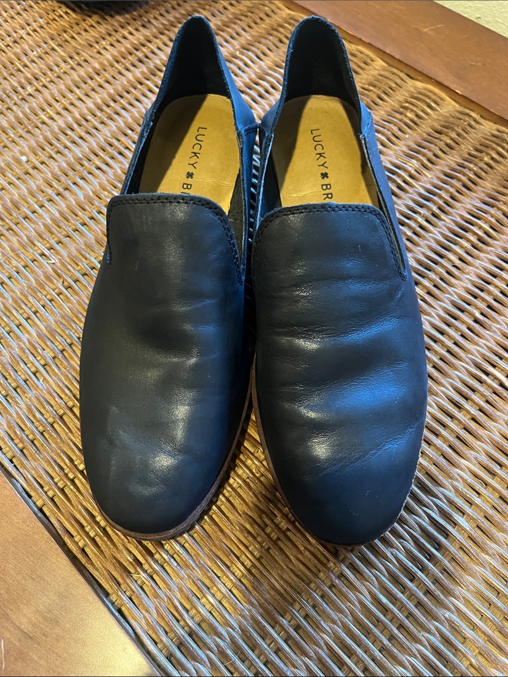 Lucky Brand Black Leather Slip-On Loafers